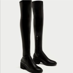 ZARA CREPE THIGH HIGH BOOTS